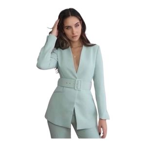 Zara Belted Lapless  Pale Teal Blazer (NWT)